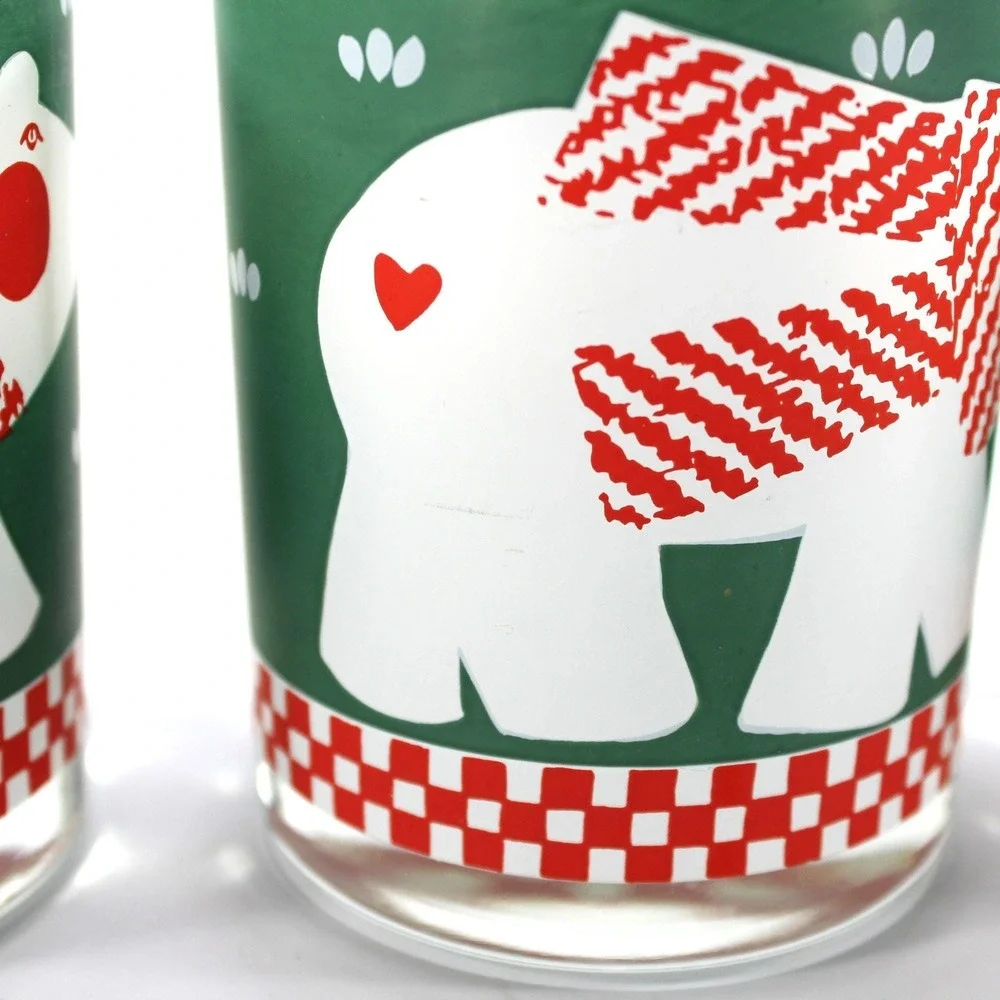 Double Old Fashioned Christmas Winter Cocktail Glasses Cera Set of 3 Polar Bear